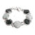 Jade link bracelet, 'Glamorous Allure' - Sterling Silver Dark and Apple Green Jade Link Bracelet