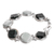 Jade link bracelet, 'Glamorous Allure' - Sterling Silver Dark and Apple Green Jade Link Bracelet