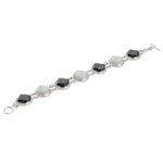 Jade link bracelet, 'Glamorous Allure' - Sterling Silver Dark and Apple Green Jade Link Bracelet