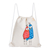 Cotton drawstring backpack, 'Dynamic Duo' - Hand-Painted Bird Themed Cotton Drawstring Backpack