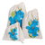 Cotton pouches, 'Blue Carnations' (set of 3) - Set of 3 Handmade Cotton Pouches with Carnation Motifs