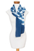 Cotton scarf, 'Infinite Indigo' - Tie-Dyed Indigo and White Cotton Scarf from El Salvador