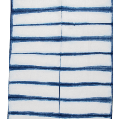 Cotton beach towel, 'Beneath the Sea' - Tie-Dyed Indigo and Grey Cotton Beach Towel from El Salvador