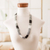 Long beaded torsade necklace, 'Black and White Harmony' - Handcrafted Black and White Glass Beaded Torsade Necklace (image 2j) thumbail