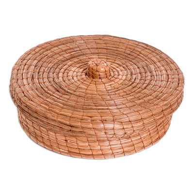 Natural fiber basket, 'Forest Auras' - Handcrafted Natural Fiber Basket in a Natural Brown Hue