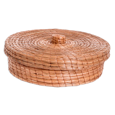 Natural fiber basket, 'Forest Auras' - Handcrafted Natural Fiber Basket in a Natural Brown Hue