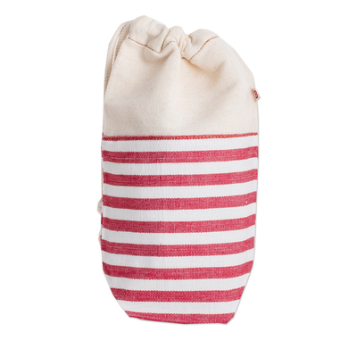 Bolsa de café con cordón de algodón - Bolsa de café reutilizable con cordón de algodón a rayas tejida a mano