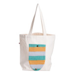 Foldable cotton tote bag, 'Jade' - Guatemalan Hand-Woven Foldable Cotton Tote Bag with Stripes