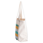Foldable cotton tote bag, 'Jade' - Guatemalan Hand-Woven Foldable Cotton Tote Bag with Stripes
