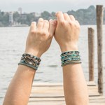 Beaded wrap bracelets, 'Lake Beauty' (pair) - 2 Hand-Woven Beaded Wrap Bracelets in Blue and Turquoise