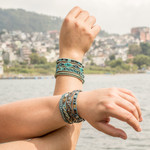 Beaded wrap bracelets, 'Lake Beauty' (pair) - 2 Hand-Woven Beaded Wrap Bracelets in Blue and Turquoise