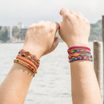 Positive energy bracelets, 'Protection and Joy' (pair) - Two Handcrafted Beaded Positive Energy Long Wrap Bracelets