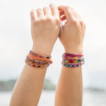 Positive energy bracelets, 'Protection and Joy' (pair) - Two Handcrafted Beaded Positive Energy Long Wrap Bracelets