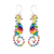 Crystal and glass beaded dangle earrings, 'The Rainbow Seahorse' - Rainbow Crystal and Glass Beaded Seahorse Dangle Earrings