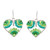 Crystal and glass beaded dangle earrings, 'Serenely in Love' - Heart-Themed Green Crystal and Glass Beaded Dangle Earrings thumbail