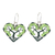 Pendientes colgantes con cuentas de cristal y cristal - Pendientes colgantes de cuentas verdes en forma de corazón con temática de la naturaleza