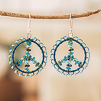 Ohrhänger mit Kristall- und Glasperlen, „Peace & Blue Love“ – inspirierende Ohrhänger mit blauen Kristall- und Glasperlen