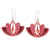 Crystal and glass beaded dangle earrings, 'Passion Lotus' - Lotus-Shaped Red Crystal and Glass Beaded Dangle Earrings