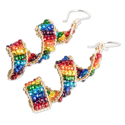 Perlenohrringe, 'Rainbow Fiesta' - Handgefertigtes buntes Kristall