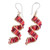 Beaded dangle earrings, 'Red Fiesta' - Handmade Crystal & Glass Beaded Dangle Earrings in Red thumbail