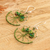 Beaded dangle earrings, 'Green Tree' - Crystal & Glass Beaded Tree of Life Dangle Earrings in Green