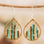 Glass beaded dangle earrings, 'Aqua Contrasts' - Glass Beaded Dangle Earrings in Aqua and Golden