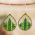Pendientes colgantes con cuentas de cristal - Pendientes colgantes con cuentas de vidrio en tonos verdes
