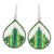 Pendientes colgantes con cuentas de cristal - Pendientes colgantes con cuentas de vidrio en tonos verdes