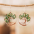 Pendientes colgantes con cuentas de cristal y cristal - Aretes colgantes con cuentas de vidrio y cristal verde con temática de árbol