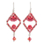 Crystal and glass beaded dangle earrings, 'Passion Kite' - Diamond-Shaped Red Crystal and Glass Beaded Dangle Earrings