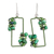 Pendientes colgantes con cuentas de jaspe - Pendientes colgantes con cuentas de cristal y vidrio de jaspe verde