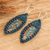 Beaded dangle earrings, 'Perfect Union' - Handcrafted Blue Crystal and Glass Beaded Dangle Earrings