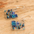 Crystal and glass beaded dangle earrings, 'Harmonious Blue Constellation' - Geometric Blue Crystal and Glass Beaded Dangle Earrings