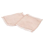 Cotton coasters, 'Afternoon Tea' (pair) - Pair of Handwoven Cotton Coasters in Beige with Fringes