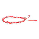 Crystal and glass beaded bracelet, 'Red Guards' - Adjustable Red Crystal and Nazar Glass Beaded Bracelet