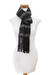 Rayon-Schal - Handgewebter gestreifter Schal aus himmelblauem und schwarzem Rayon