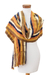 Handgewebter Schal - Handgewebter, gestreifter Schal aus Acryl in warmen Farbtönen mit Fransen