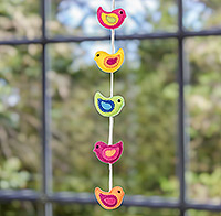 Felt mobile, 'Sweet Flock' - Handcrafted Bird-Themed Colorful Felt Mobile