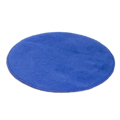 Tapete de fieltro - Tapete de fieltro redondo geométrico azul y morado hecho a mano