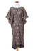 Handloomed cotton caftan dress, 'Ancestral Night' - Pic'bil Handloomed Black and Canteloupe Cotton Caftan Dress