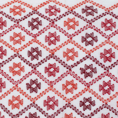 Cotton placemat, 'Stars in the Sky' - Star and Geometric-Themed Red Cotton Placemat with Fringes