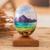 Wood decorative accent, 'Atitlan Lake' - Hand-Painted Egg-Shaped Atitlan Lake Wood Decorative Accent