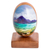 Wood decorative accent, 'Atitlan Lake' - Hand-Painted Egg-Shaped Atitlan Lake Wood Decorative Accent