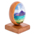 Wood decorative accent, 'Atitlan Lake' - Hand-Painted Egg-Shaped Atitlan Lake Wood Decorative Accent