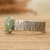 Jade single stone ring, 'Vitality Stripes' - Striped Sterling Silver Single Stone Ring with Green Jade