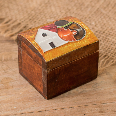 Caja decorativa de madera - Caja decorativa clásica hecha a mano de madera de pino en tonos cálidos