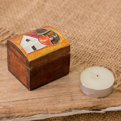 Wood decorative box, 'Memorable Memories' - Handcrafted Classic Pinewood Decorative Box in Warm Hues