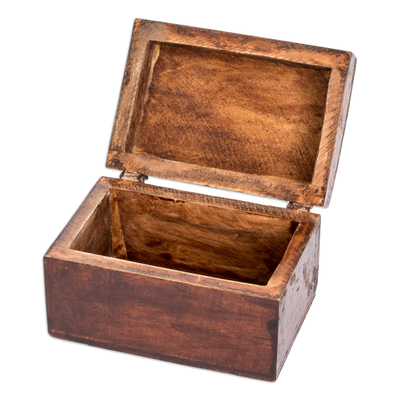 Wood decorative box, 'Beautiful Dawn' - Handcrafted Nature-Themed Pinewood Decorative Box