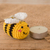 Crocheted key chain, 'Bee Happy' - Handcrafted Bee-Themed Crocheted Key Chain from El Salvador