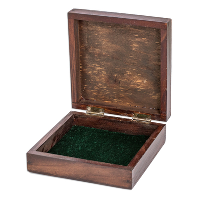 Wood jewelry box, 'Spring Butterflies' - Hand-Painted Butterfly-Themed Pinewood Jewelry Box